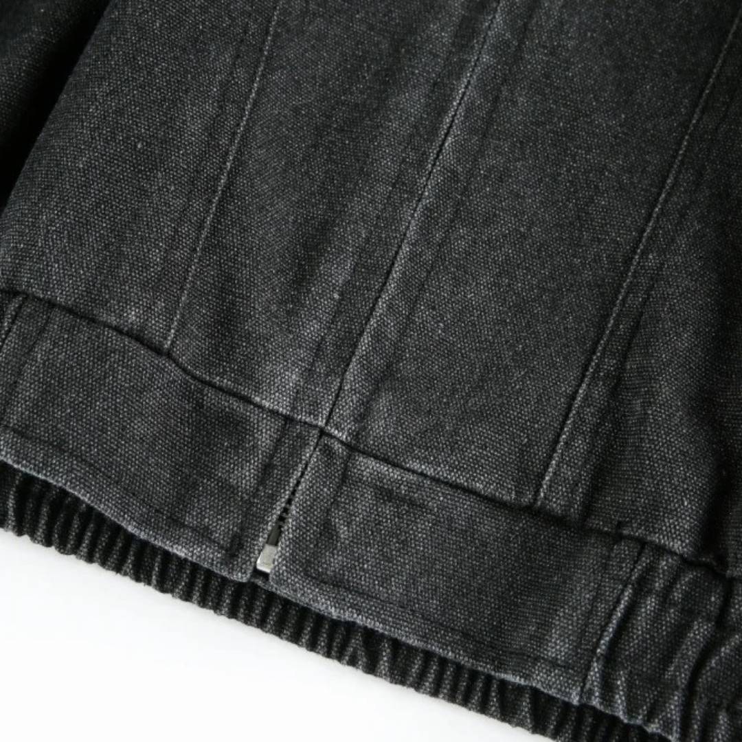 Washed Denim Stand Collar Jacket with Panel Detailing