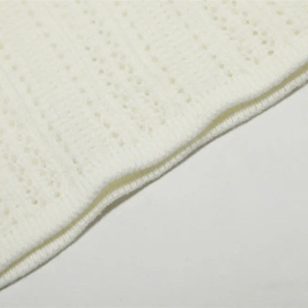 Short-Sleeve Crochet Knit Polo Shirt