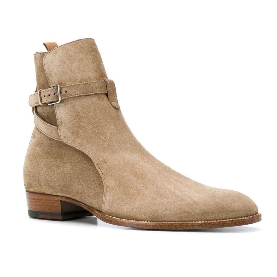Suede Buckle Strap Ankle Boots
