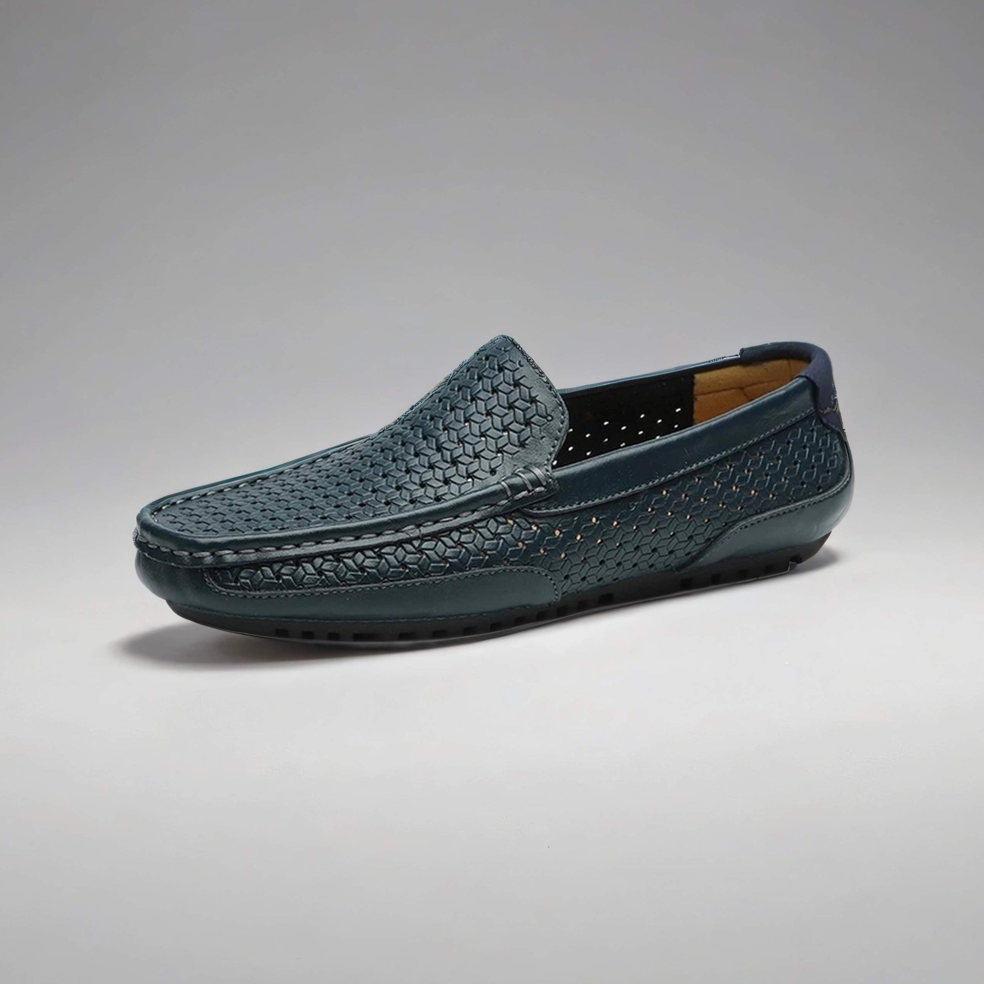 Woven Leather Moccasin Loafers