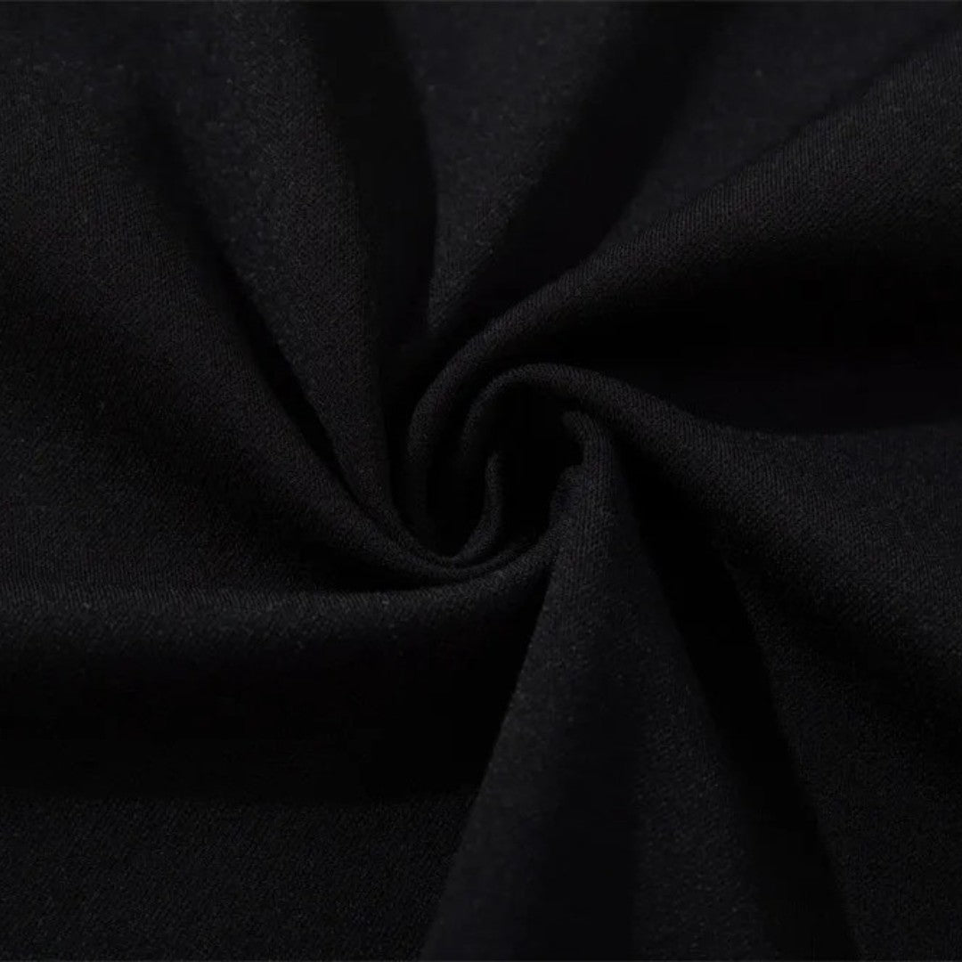 Black Minimalist Spliced Design Long Sleeve Polo