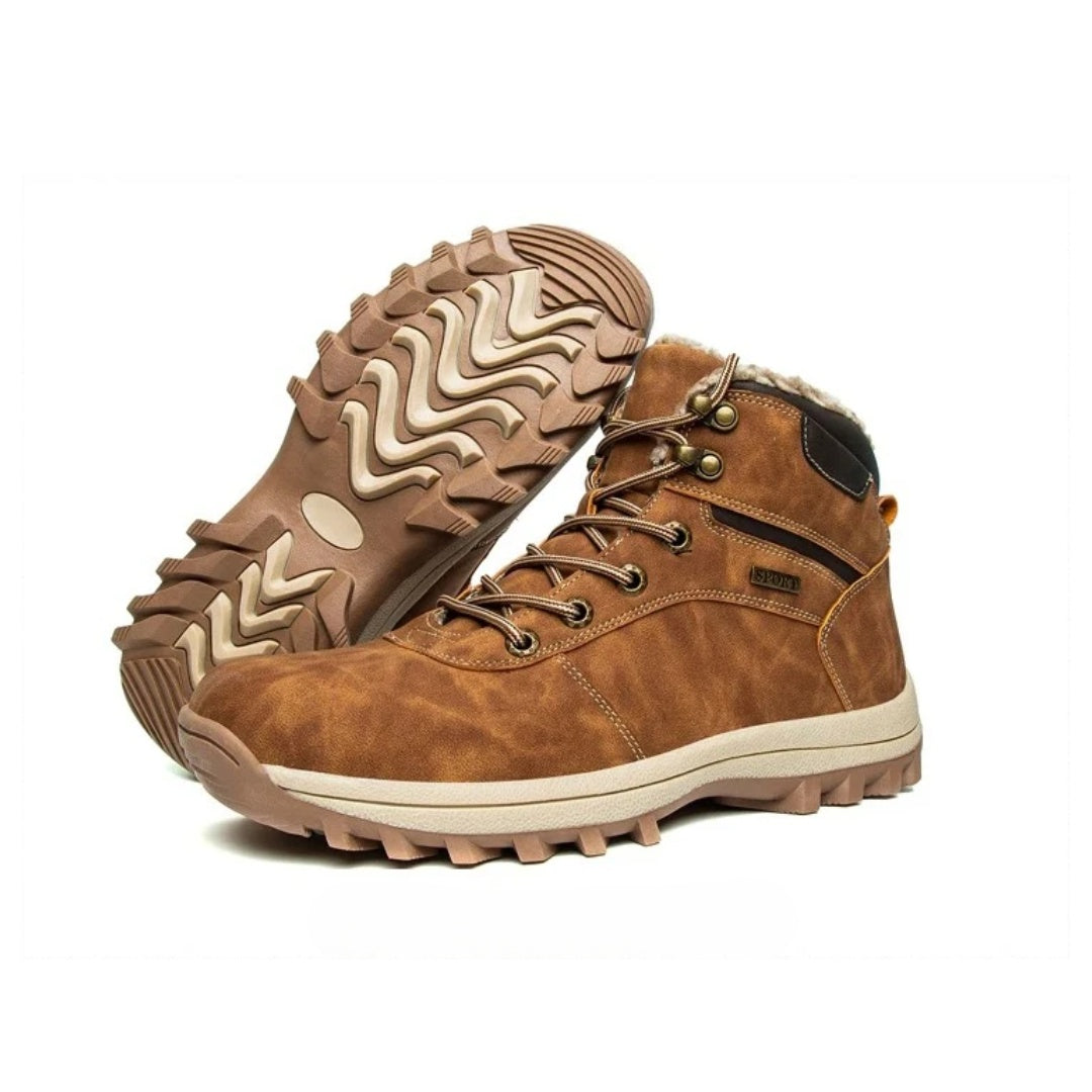 Leather Casual Comfort Hiking Boots with Inner Fur Lining and Water Resistant finish