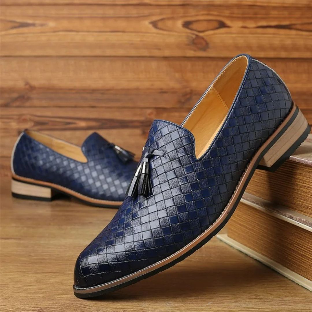 Classic Braided Leather Loafers with Tassel