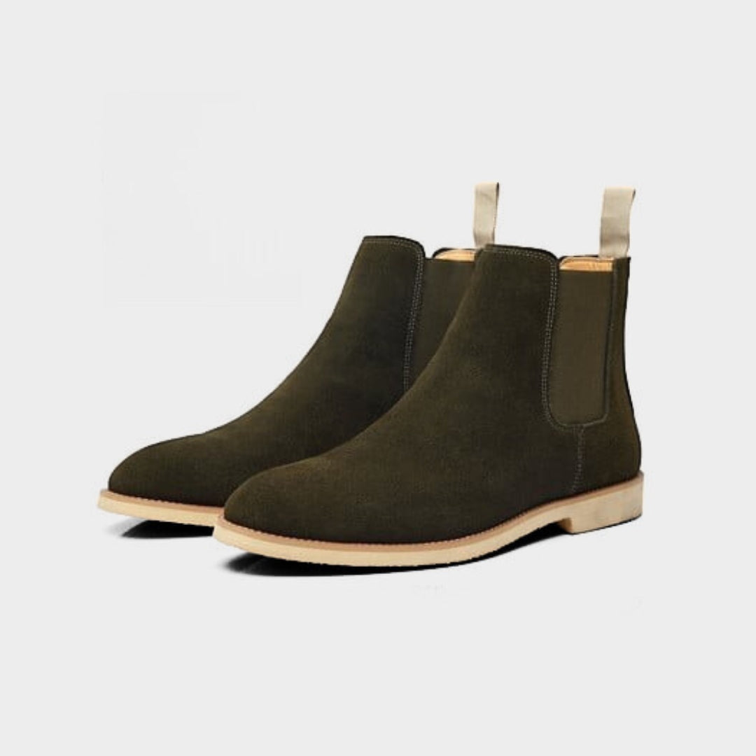 Classic Soft Suede Leather Round Toe Chelsea boots