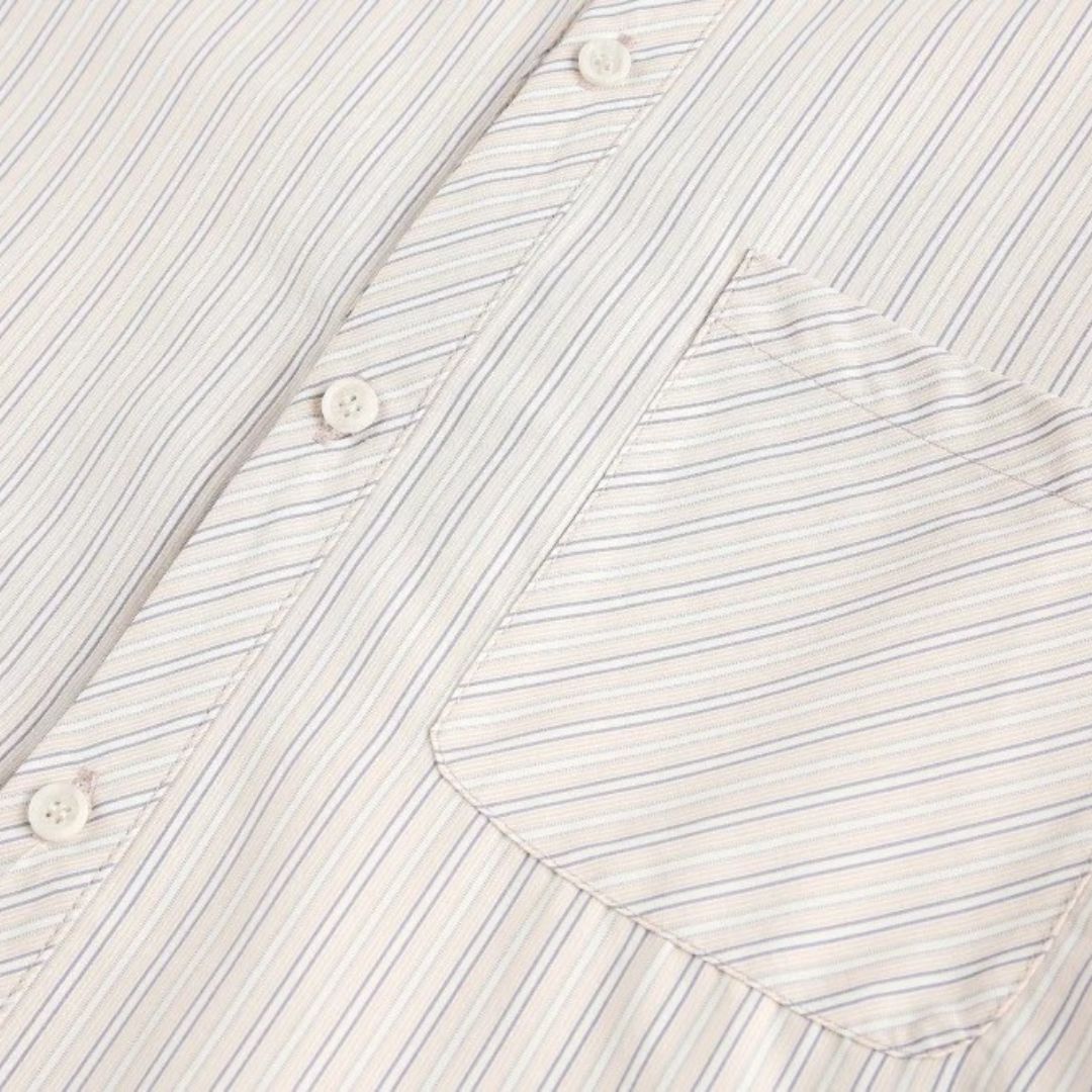 Striped Shirt with Chest Pocket and Back Buttons
