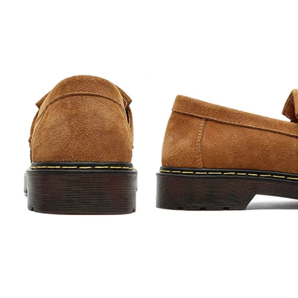 Suede Tassel Moc Toe Loafers with Chunky Sole