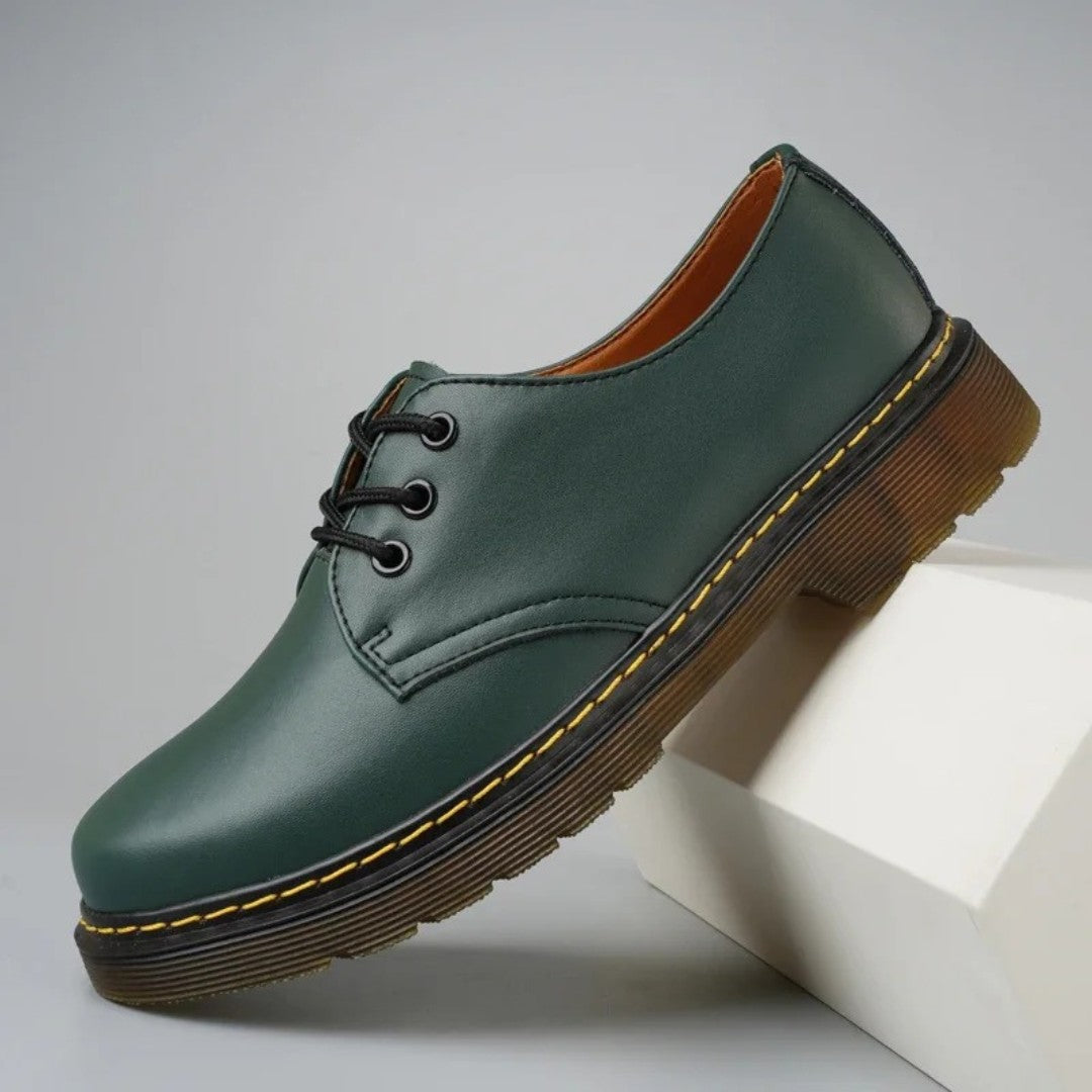 Chunky Casual Derby Shoes with Yellow Stitching