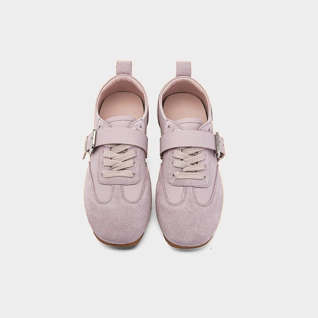 Leather Suede Mary Jane Ballet Flat Trainers