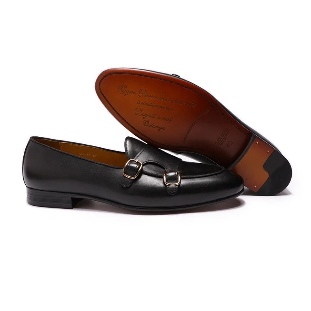 Vintage Leather Monk Strap Loafers