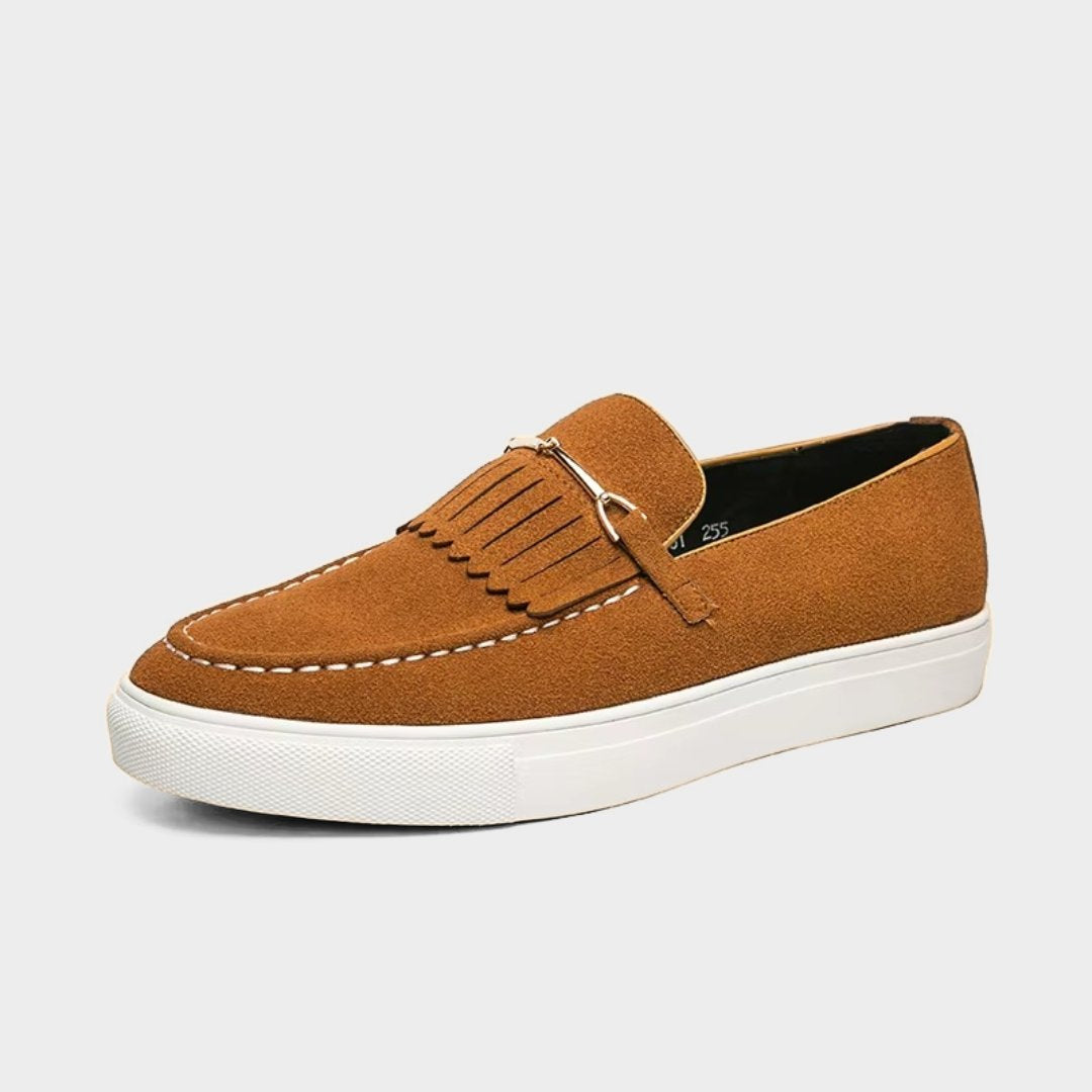 Suede Slip-On Smart Casual Loafer-Trainer with Fringe Detail