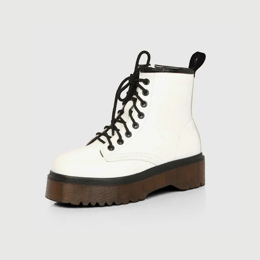 Lace-Up Punk Ankle Boots with Side Zipper and Platform Sole