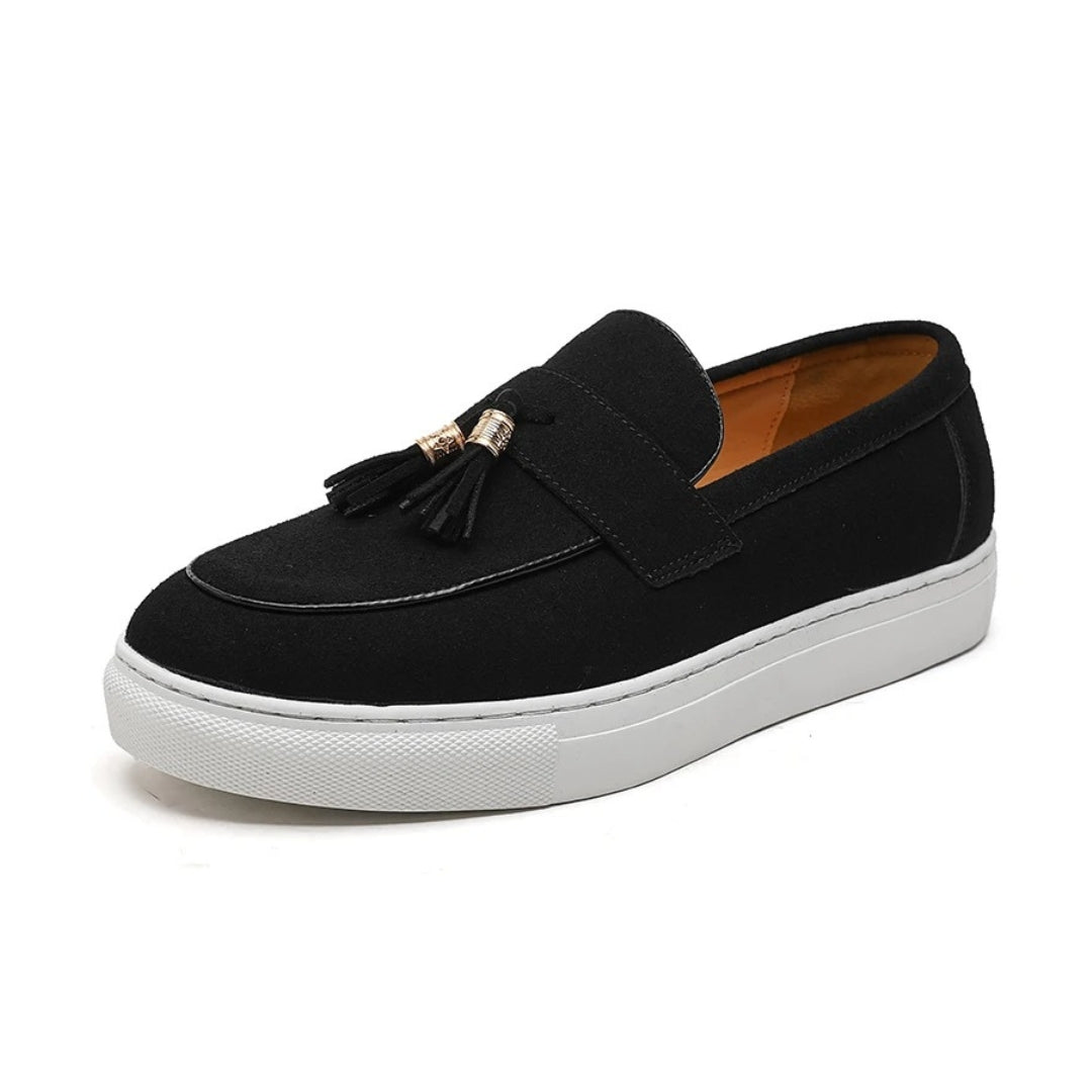 Suede Leather Tassel Hybrid Loafers with Platform Sole