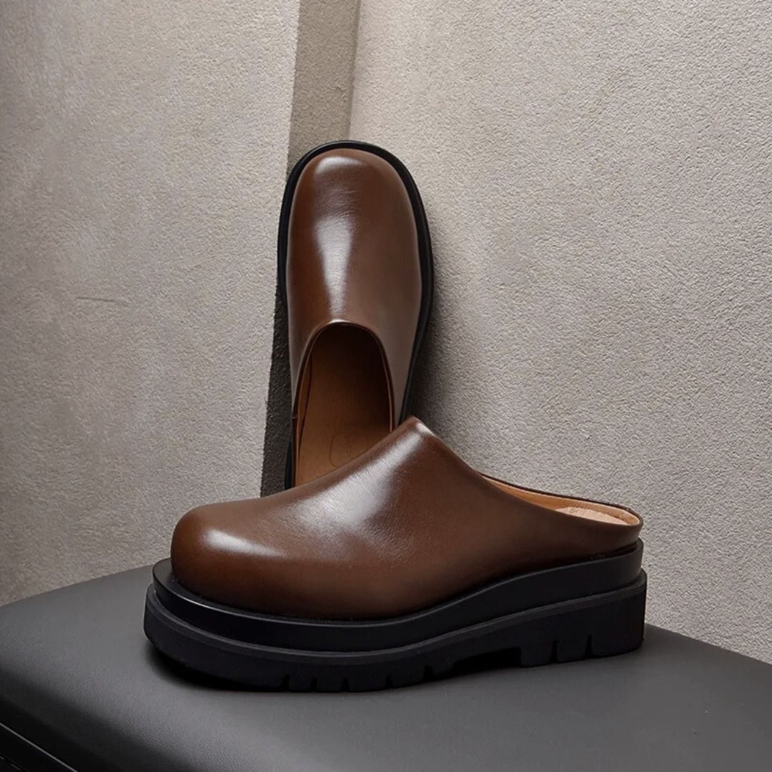 Leather Platform Mules