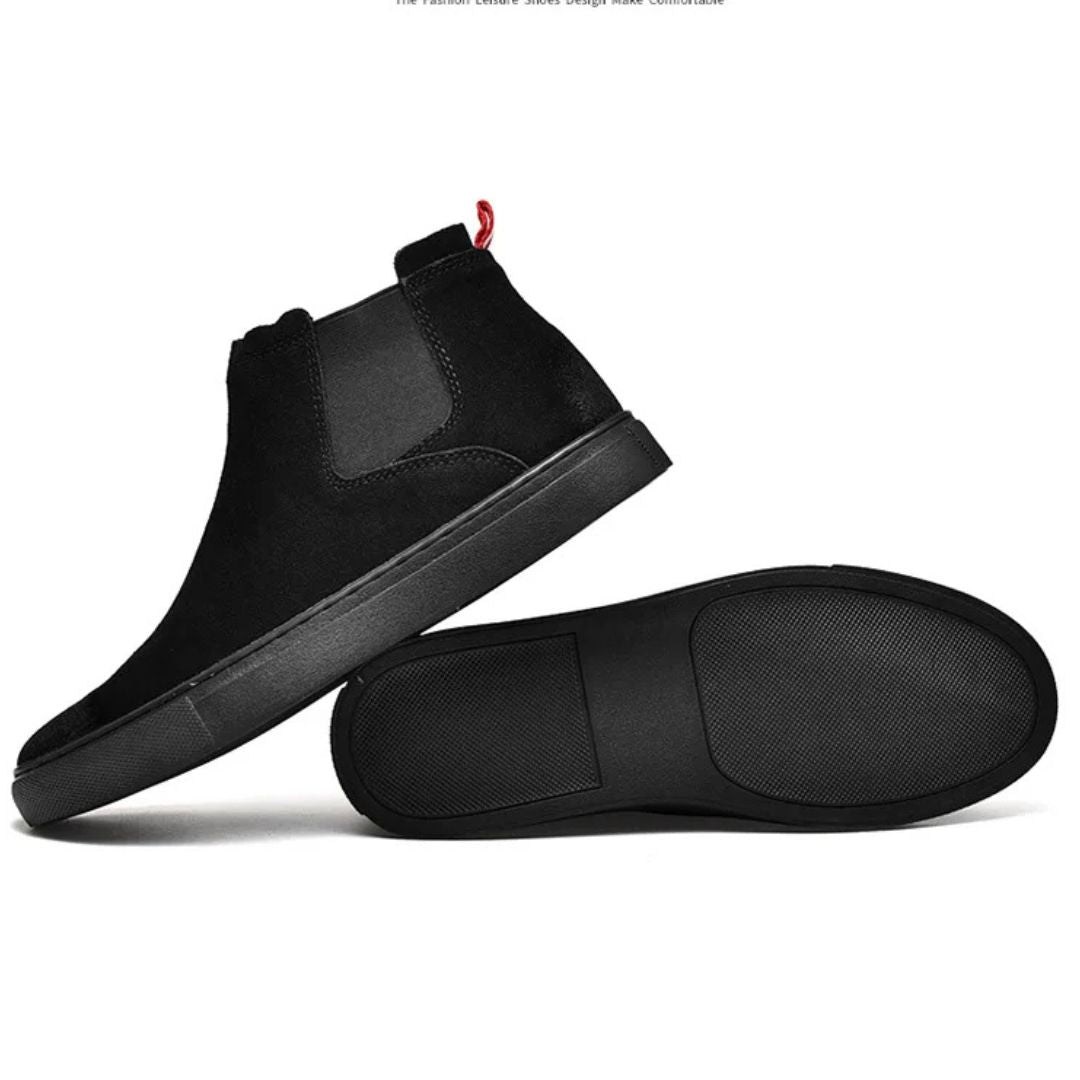 Black Suede Slip-On Chelsea Sneaker Boots