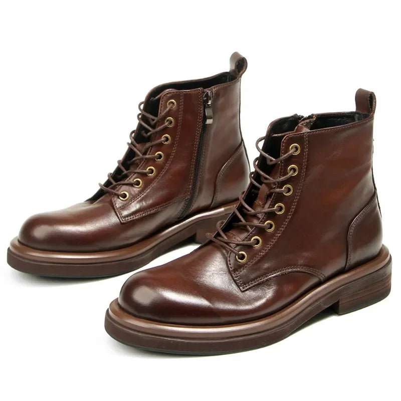 Leather Lace Up Ankle Boots