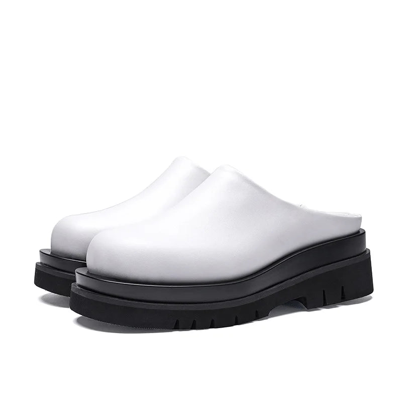 Leather Platform Mules