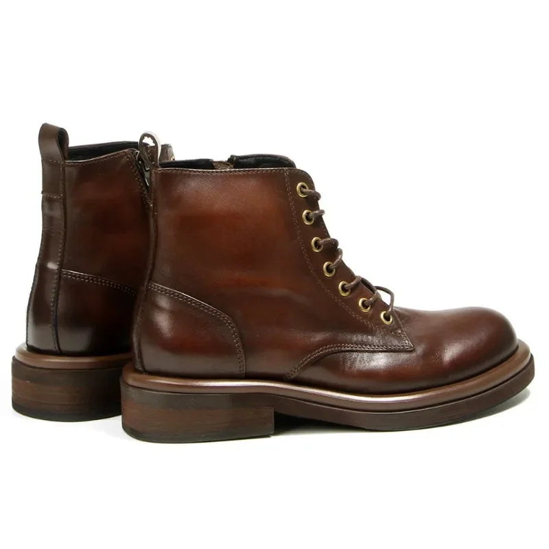 Leather Lace Up Ankle Boots