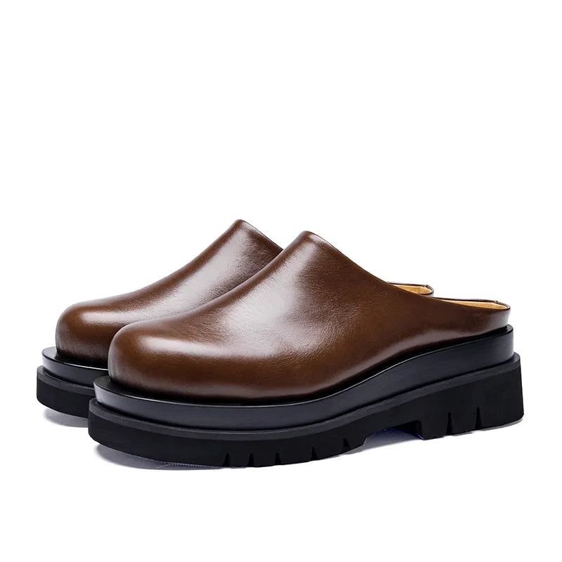 Leather Platform Mules