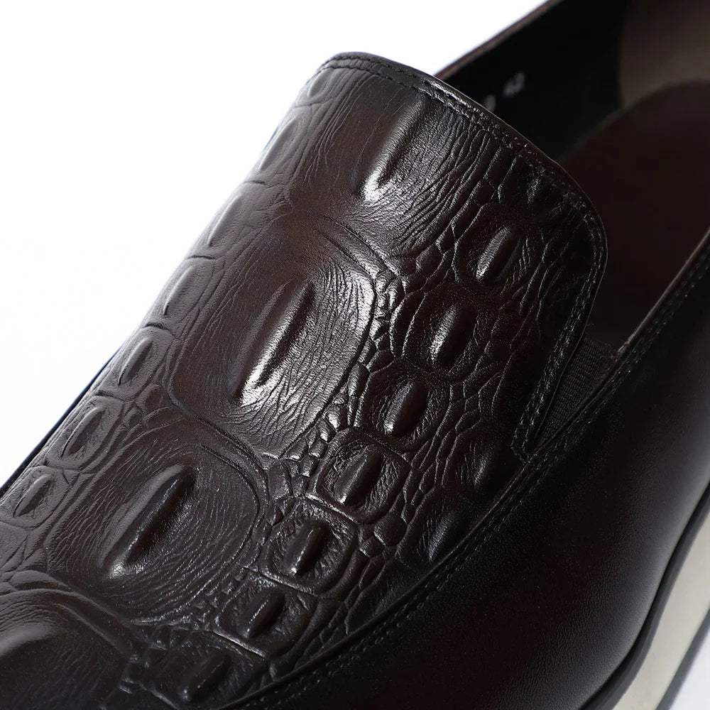 Embossed Leather Slip On Dress Sneakers