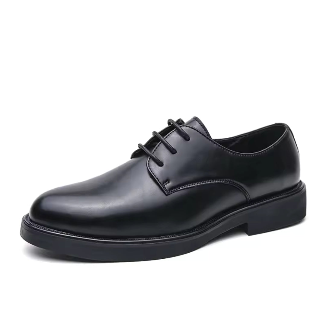 Leather Business Derby Dress Shoes with Platform Cushioned Support Sole