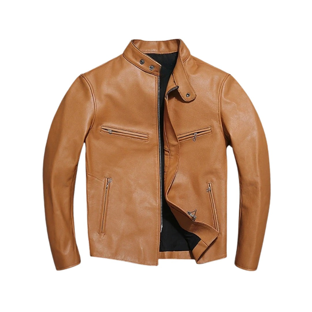 Light Brown Leather Motorcycle Jacket