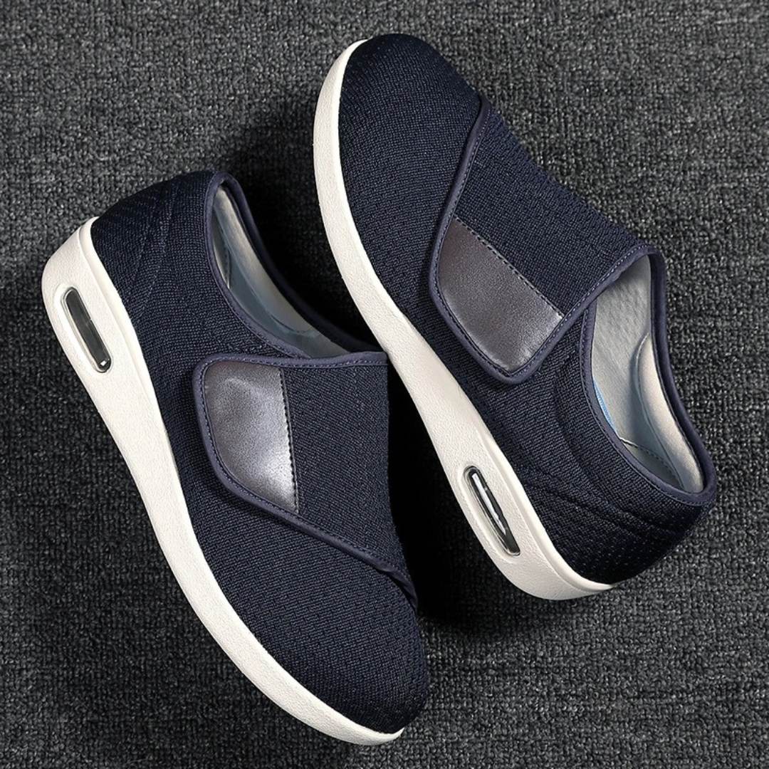 Wide-Fit Sneakers with Air Mesh and Hook-and-Loop Closure