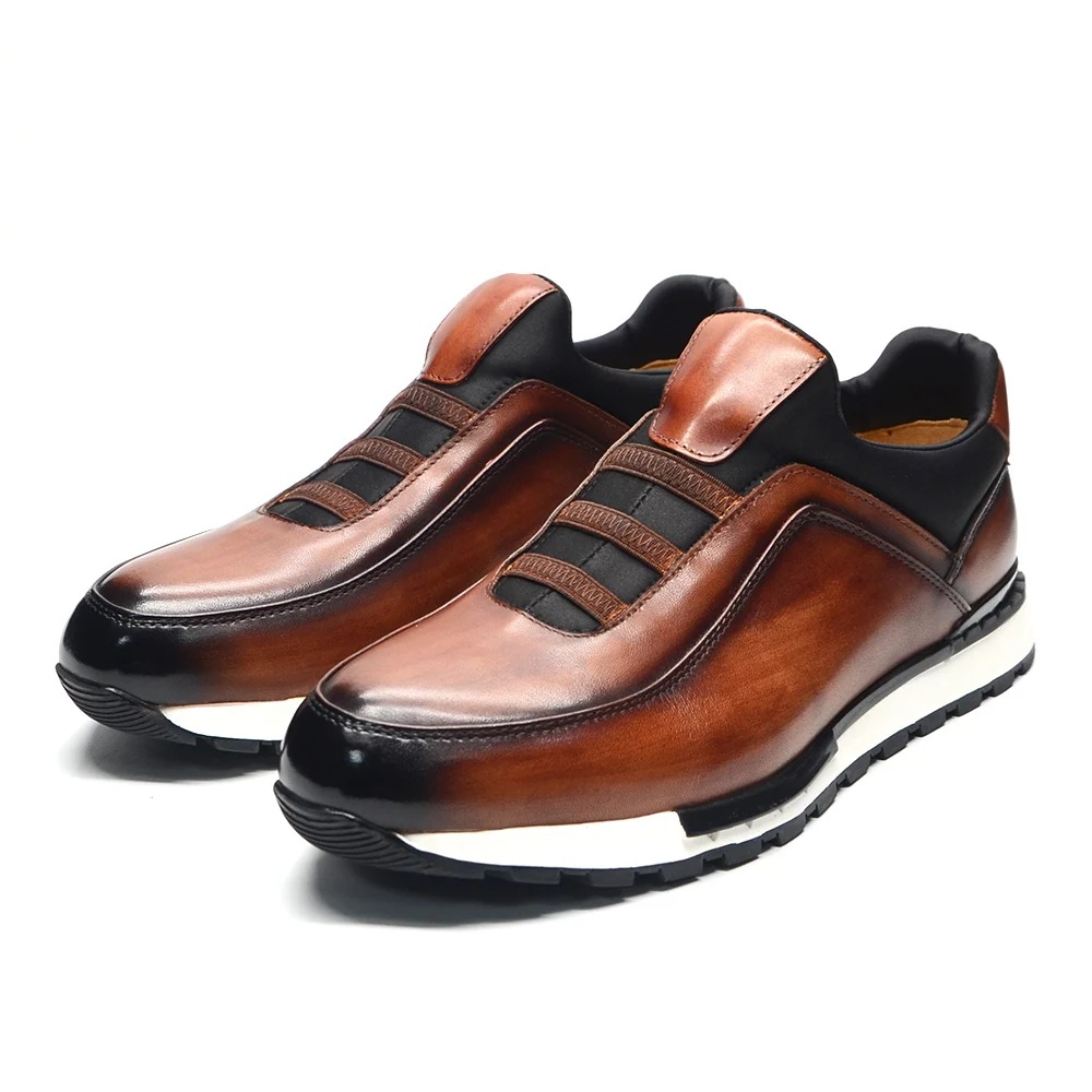 Polished Leather Slip-On Runners