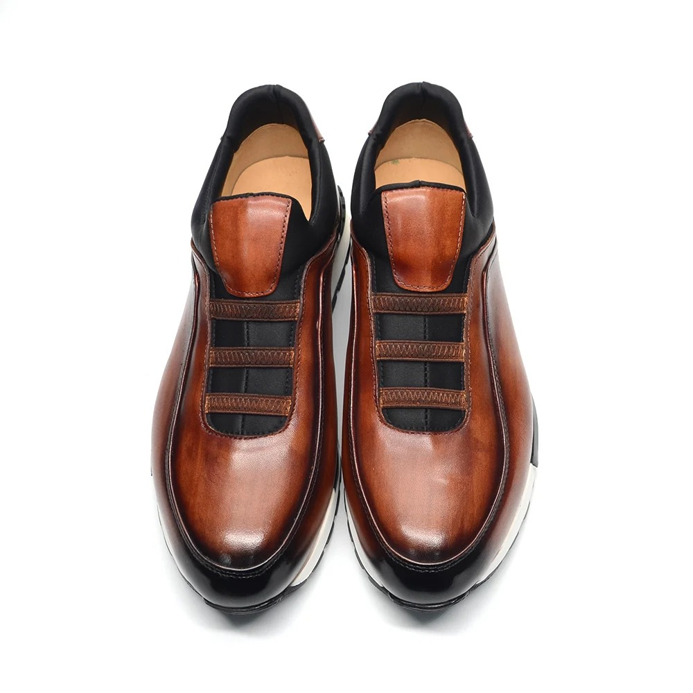 Polished Leather Slip-On Runners