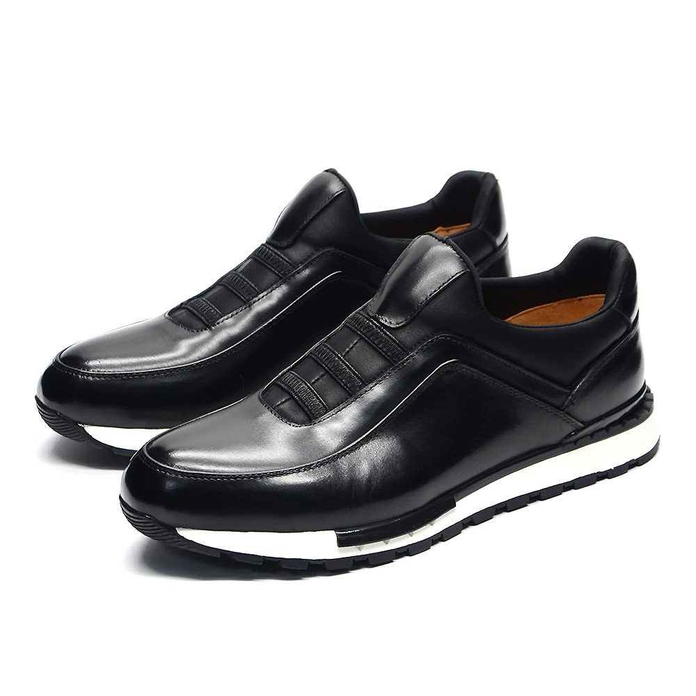 Polished Leather Slip-On Runners