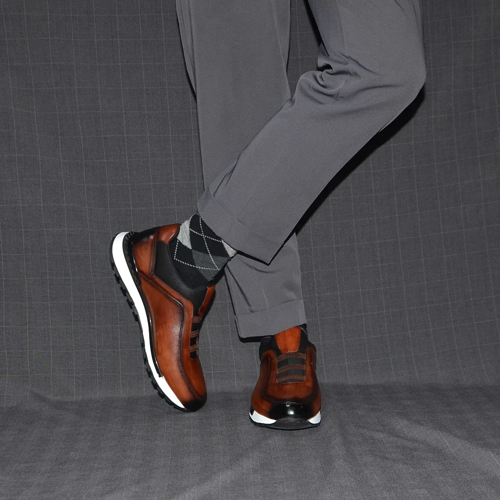 Polished Leather Slip-On Runners
