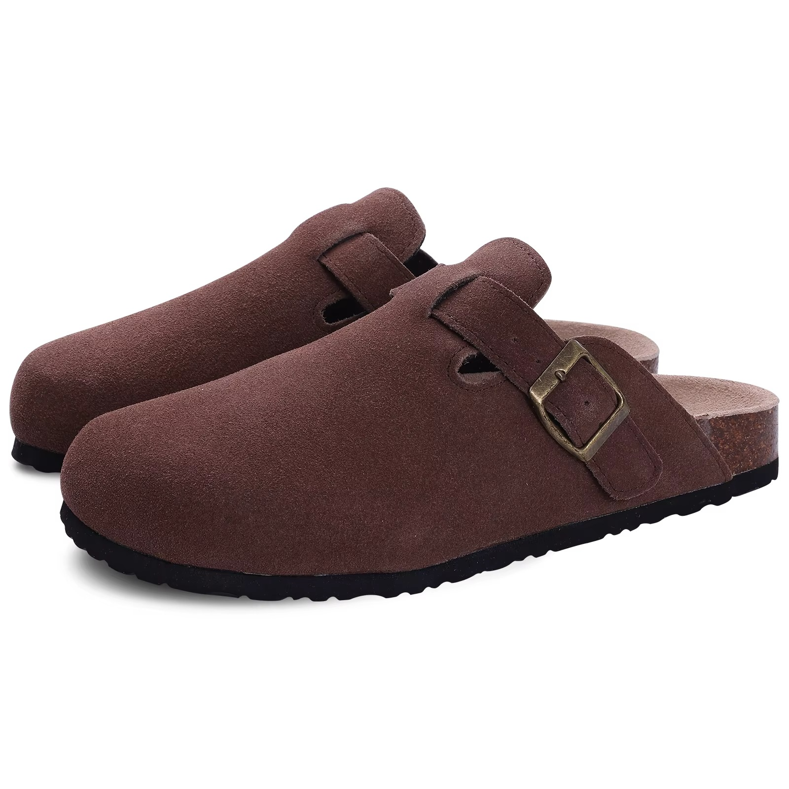 Suede Buckle Strap Sandals