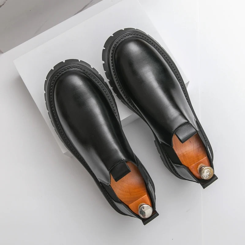 Chunky Sole Slip-On Leather Loafers