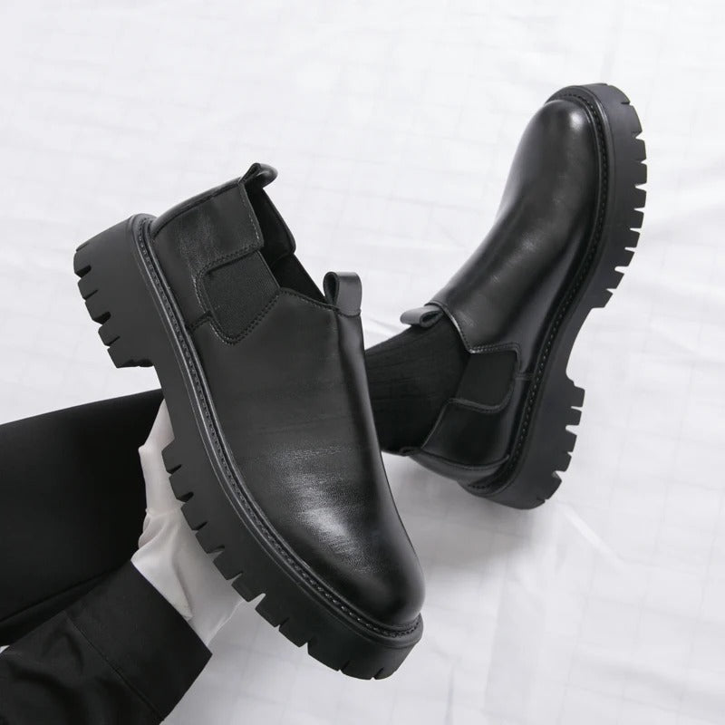 Chunky Sole Slip-On Leather Loafers