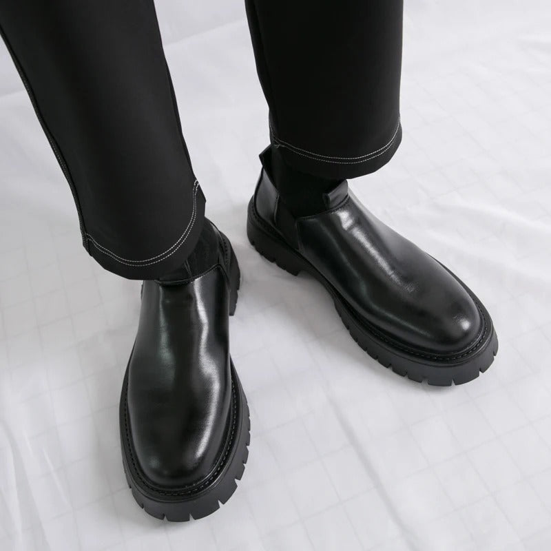 Chunky Sole Slip-On Leather Loafers