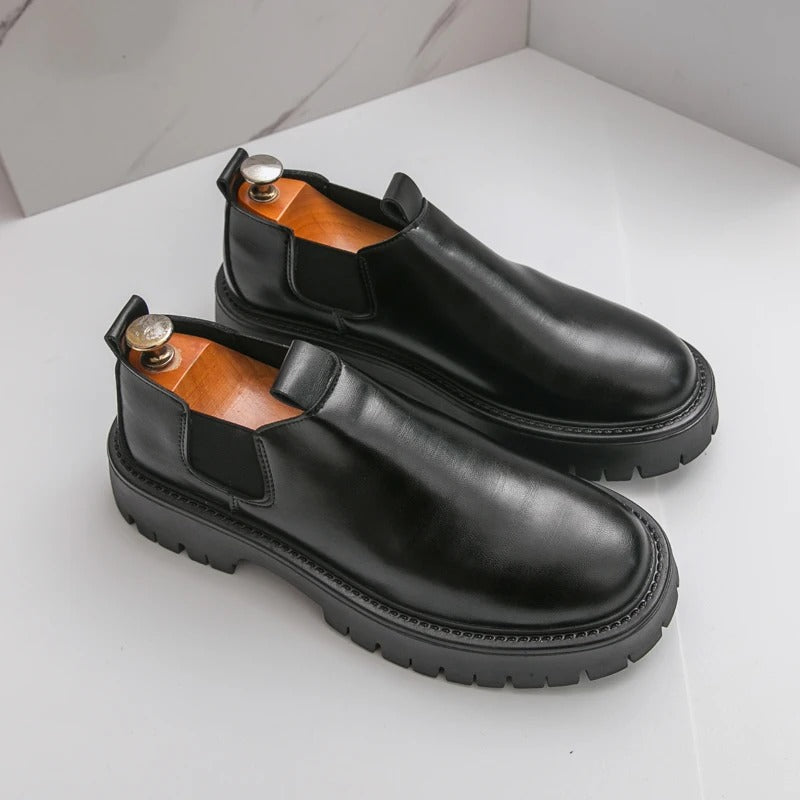 Chunky Sole Slip-On Leather Loafers