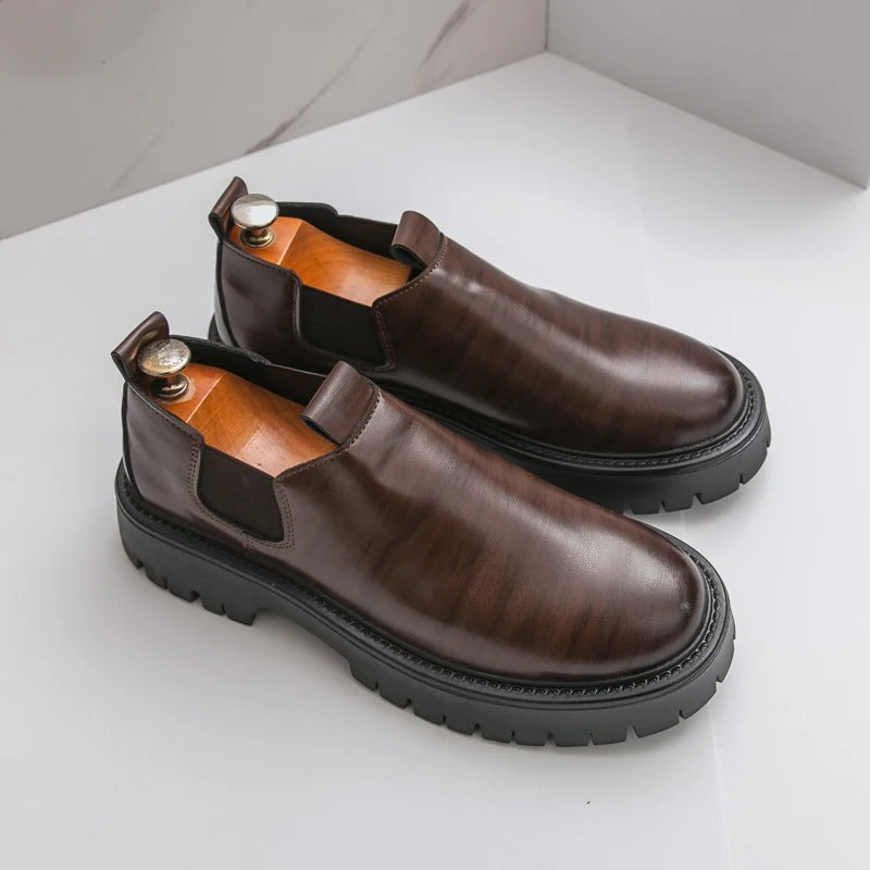 Chunky Sole Slip-On Leather Loafers
